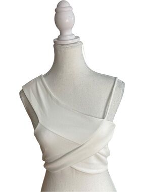 Zara Asymmetrical Wrap Crop Top White